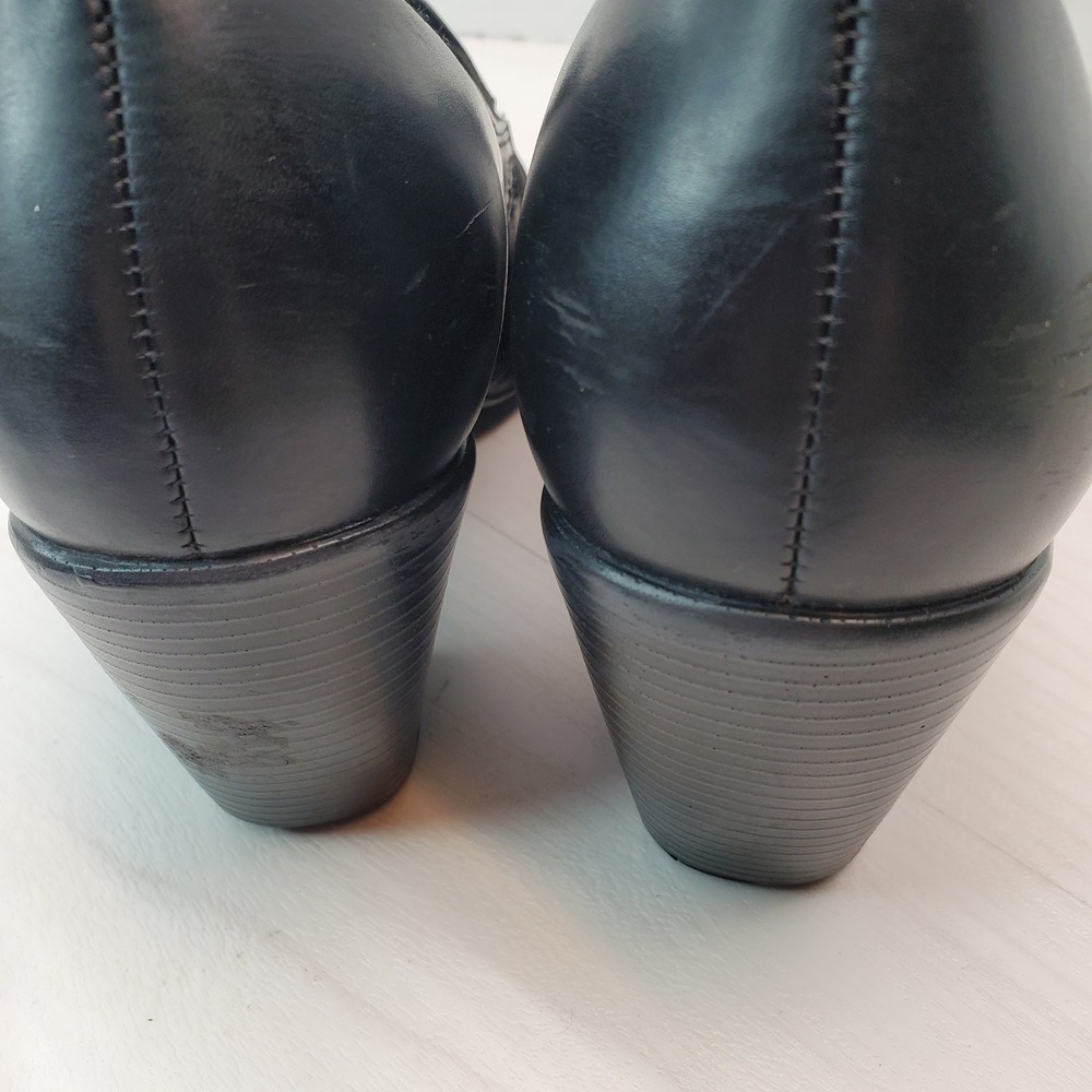 Dansko Black Leather Slip On Block‎ Heel Loafers Women Size 38 - Picture 11 of 16